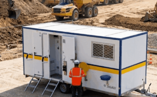 roulotte de chantier en utilisation sur chantier